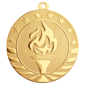 2 3/4" Bright Gold Torch Starbrite Medal