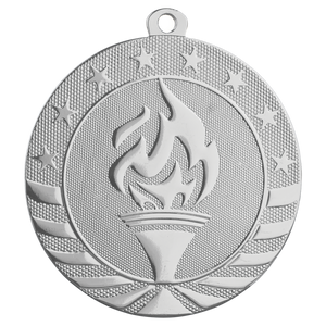 2 3/4" Bright Silver Torch Starbrite Medal