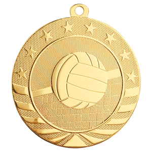 2 3/4" Bright Gold Volleyball Starbrite Medal