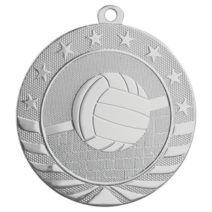2 3/4" Bright Silver Volleyball Starbrite Medal