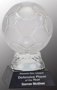6 1/4" Glass Soccer Ball with Marble Base
