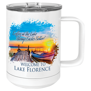 Sublimatable Polar Camel 15oz. White Vacuum Insulated Mug w/Slider Lid