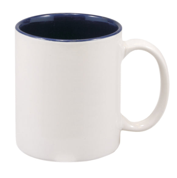 11 oz. White/Blue Sublimatable Ceramic Mug