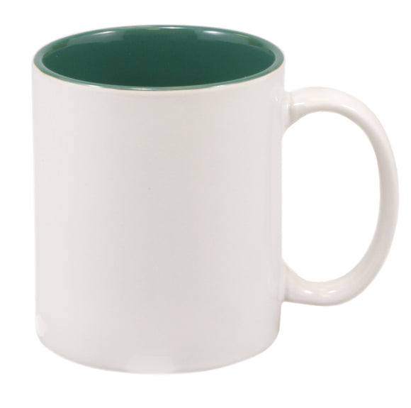 11 oz. White/Green Sublimatable Ceramic Mug