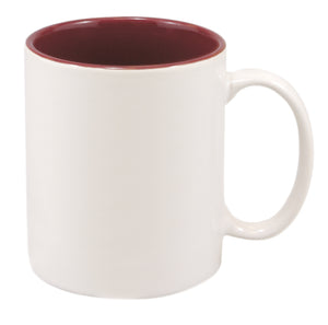 11 oz. White/Maroon Sublimatable Ceramic Mug
