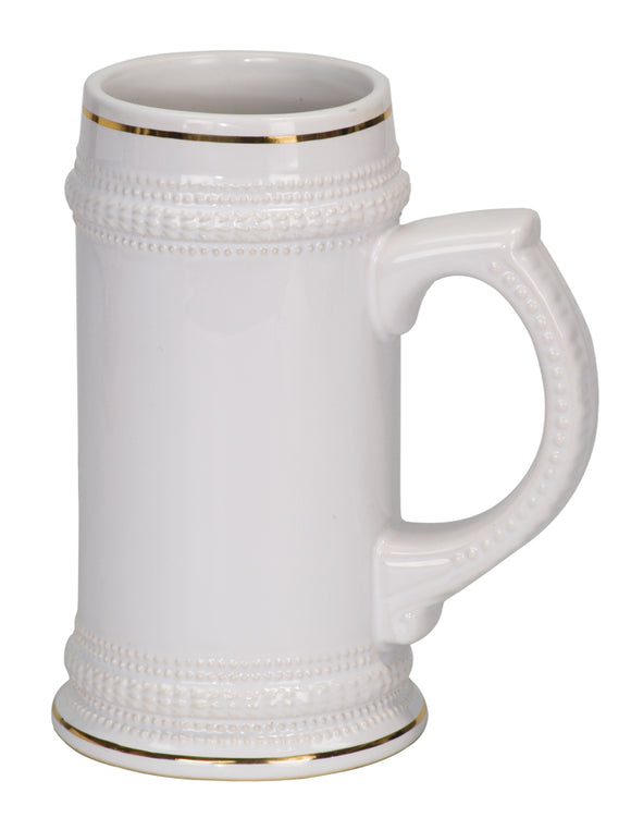 18 oz. White Sublimatable Ceramic Stein