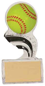 5" Black Softball Splash Sculpted Ice Award