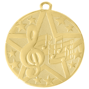 2" Gold Superstar Music Medal
