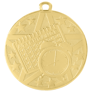 2" Gold Superstar Perfect Attendance Medal