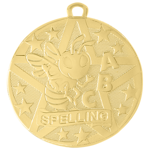 2" Gold Superstar Spelling Medal