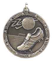 1 3/4" Antique Gold Soccer Shooting Star Medal