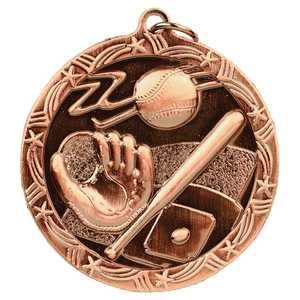 1 3/4" Antique Bronze Baseball/Softball Shooting Star Medal