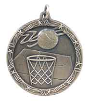 1 3/4" Antique Gold Basketball Shooting Star Medal