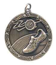 1 3/4" Antique Gold Track Shooting Star Medal