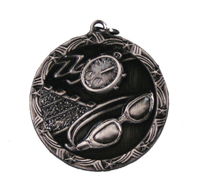 1 3/4" Antique Silver Swimming Shooting Star Medal