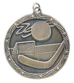 2 1/2" Antique Gold Hockey Shooting Star Medal