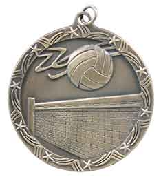2 1/2" Antique Gold Volleyball Shooting Star Medal
