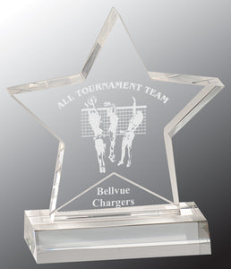 5" x 5" Clear Star Acrylic Award with 4" Base