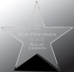 7 3/4" x 7 1/2" Clear Glass Star on Black Base