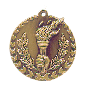 1 3/4" Antique Gold Torch Millennium Medal