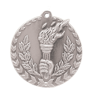 1 3/4" Antique Silver Torch Millennium Medal
