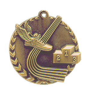 1 3/4" Antique Gold Track Millennium Medal