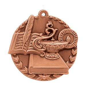 1 3/4" Antique Bronze Lamp of Knowledge Millennium Medal