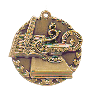 1 3/4" Antique Gold Lamp of Knowledge Millennium Medal
