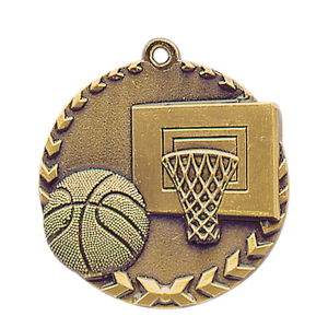 1 3/4" Antique Gold Basketball Millennium Medal