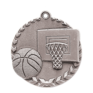 1 3/4" Antique Silver Basketball Millennium Medal