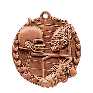 1 3/4" Antique Bronze Football Millennium Medal