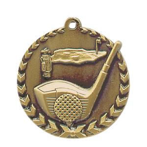 1 3/4" Antique Gold Golf Millennium Medal