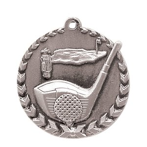 1 3/4" Antique Silver Golf Millennium Medal