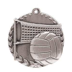 1 3/4" Antique Silver Volleyball Millennium Medal