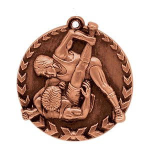 1 3/4" Antique Bronze Wrestling Millennium Medal