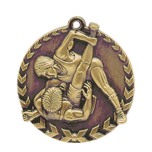 1 3/4" Antique Gold Wrestling Millennium Medal