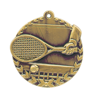 1 3/4" Antique Gold Tennis Millennium Medal