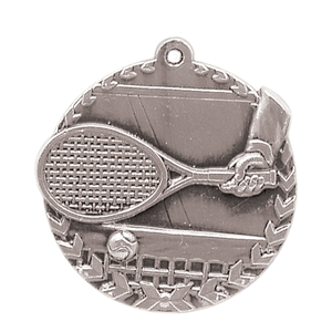 1 3/4" Antique Silver Tennis Millennium Medal