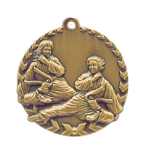 1 3/4" Antique Gold Martial Arts Millennium Medal