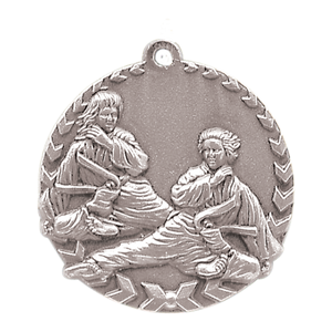 1 3/4" Antique Silver Martial Arts Millennium Medal