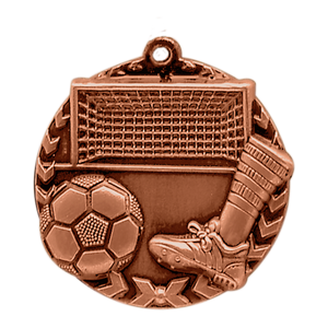 1 3/4" Antique Bronze Soccer Millennium Medal
