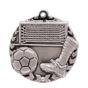 1 3/4" Antique Silver Soccer Millennium Medal