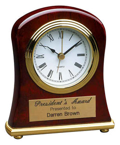 4 1/2" x 5" Rosewood Piano Finish Bell Shaped Desk Clock