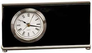 7 1/2" x 4" Black Piano Finish Horizontal Desk Clock