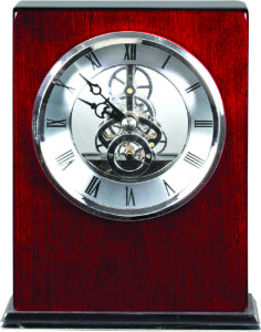 6 1/4" Rosewood/Silver Piano Finish Square Clock