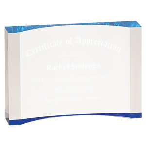 8" x 5 1/2" Blue 1" Thick Acrylic Crescent