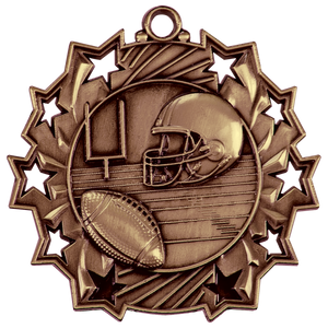 2 1/4" Antique Bronze Football Ten Star Medal