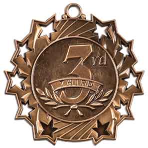 2 1/4" Antique Bronze 3rd Place Ten Star Medal