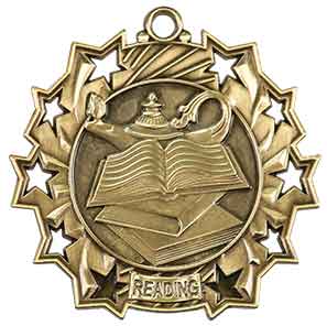 2 1/4" Antique Gold Reading Ten Star Medal