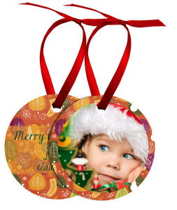 2.75" Gloss White Unisub Aluminum Round Ornament, 2-Sided